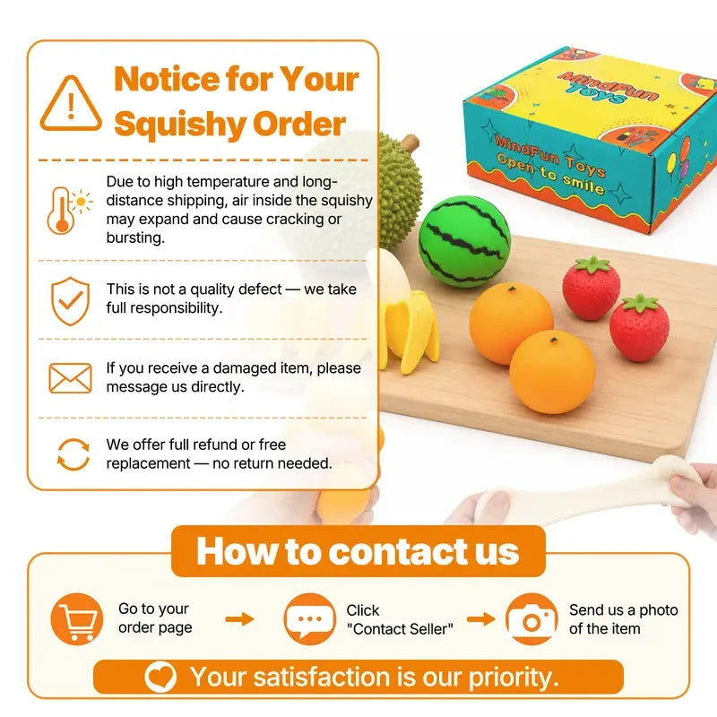 Fruit Squishy Fidget Toy Set – Cute Food Squishies for Kids